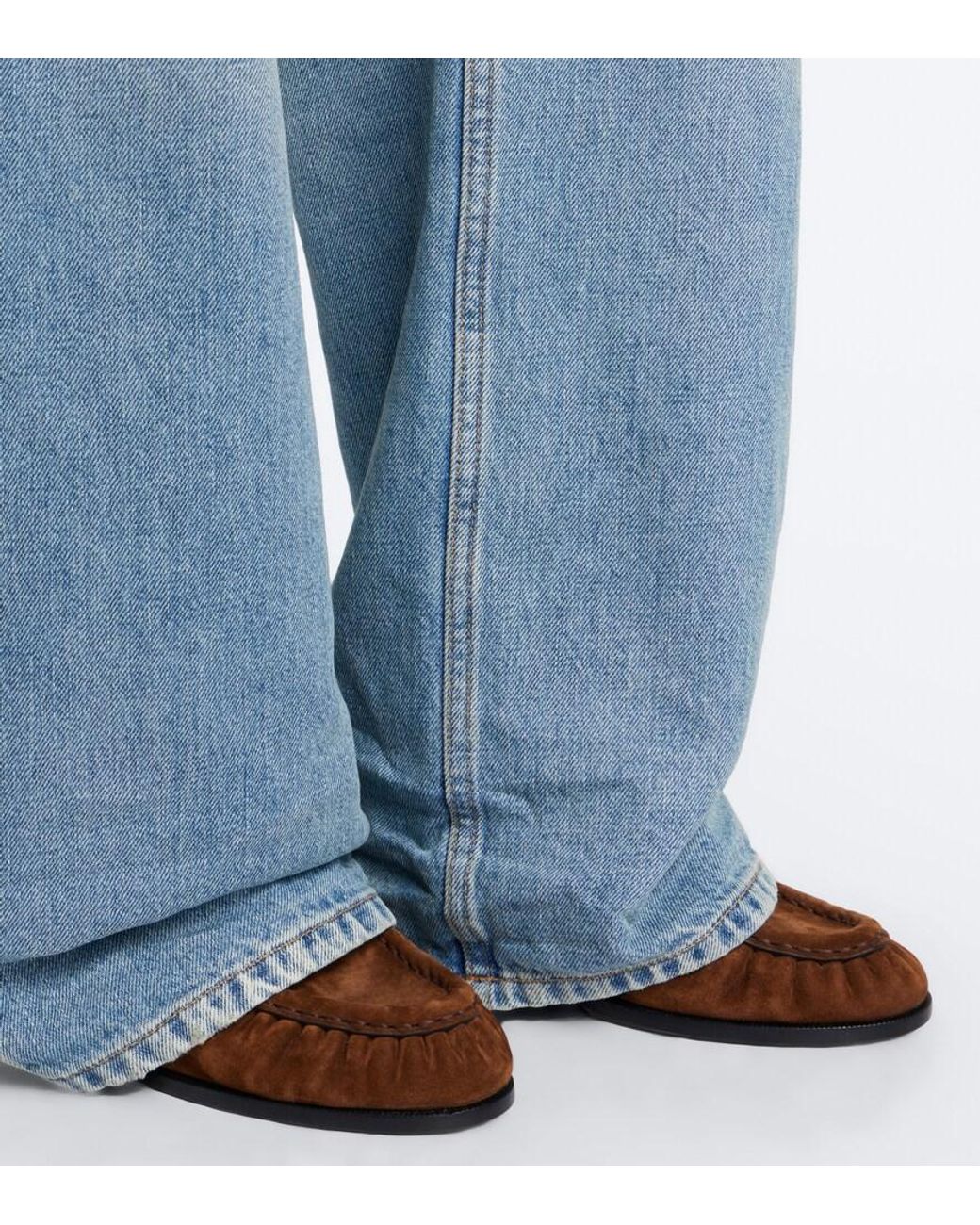 Saint Laurent Brown Le Loafer Cassandre Suede Mules