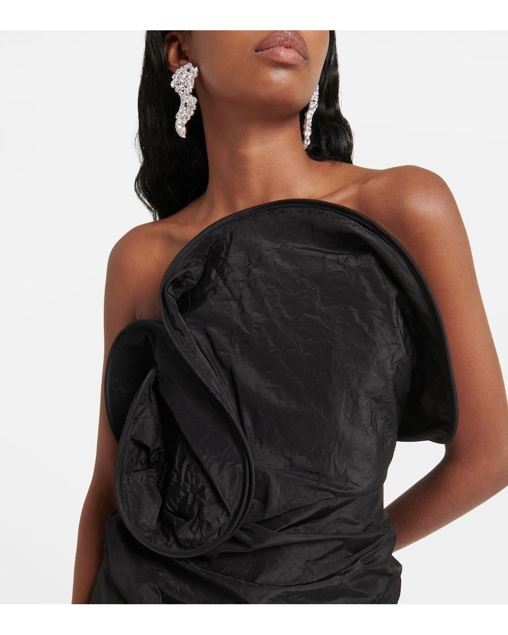 Magda Butrym Black Silk Taffeta Minidress