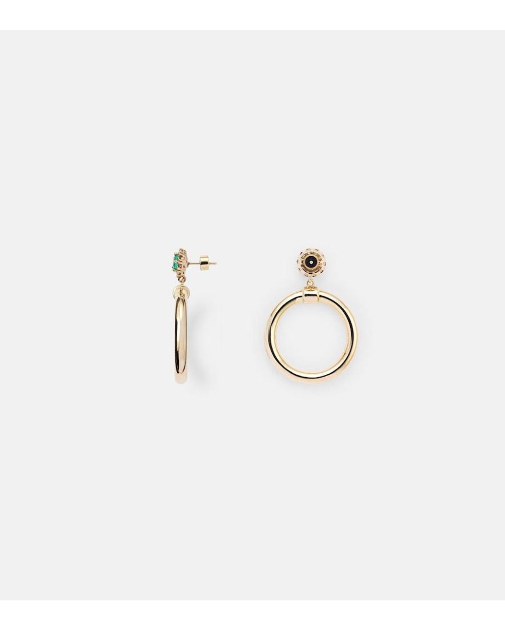 Ileana Makri Metallic Endless 18Kt Hoop Earrings With Emeralds And Diamonds