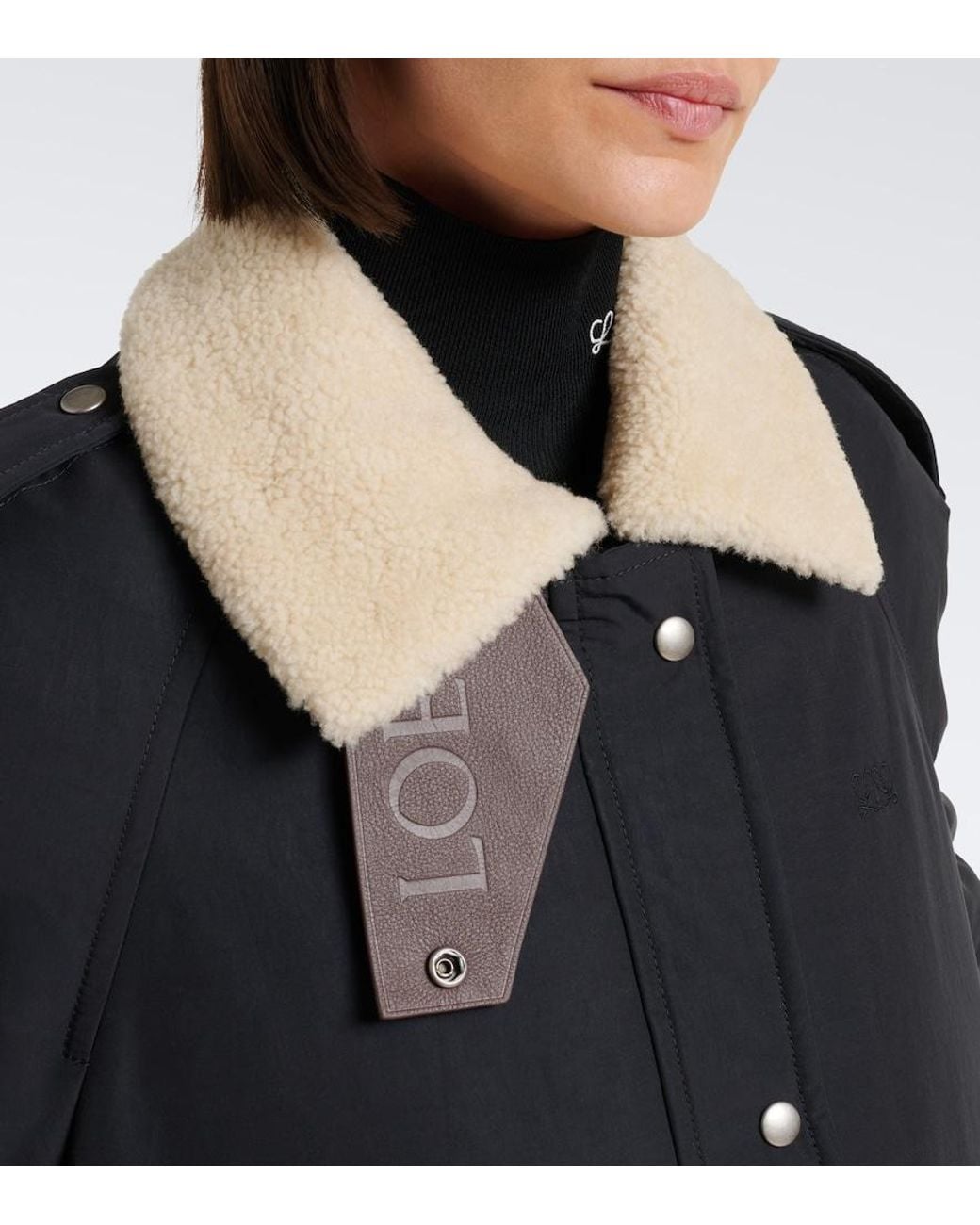 Loewe Black Padded Shearling-Trimmed Cotton-Blend Jacket