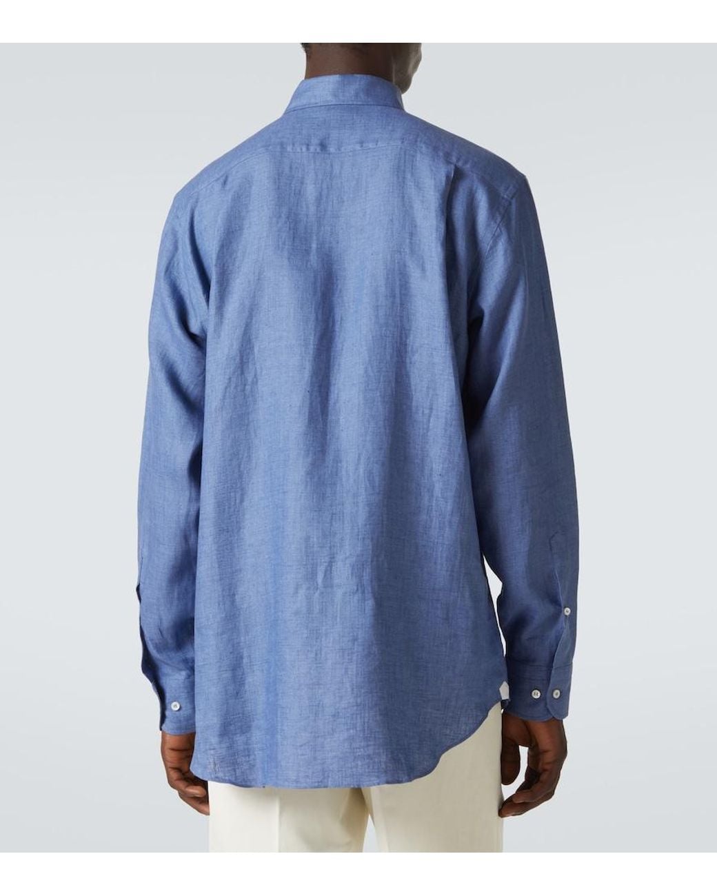 Loro Piana Blue Andre Linen Shirt for men