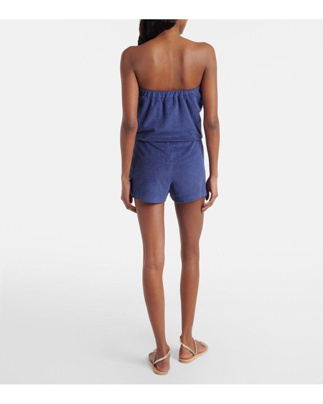 Melissa Odabash Blue Naomi Cotton-Blend Terry Romper
