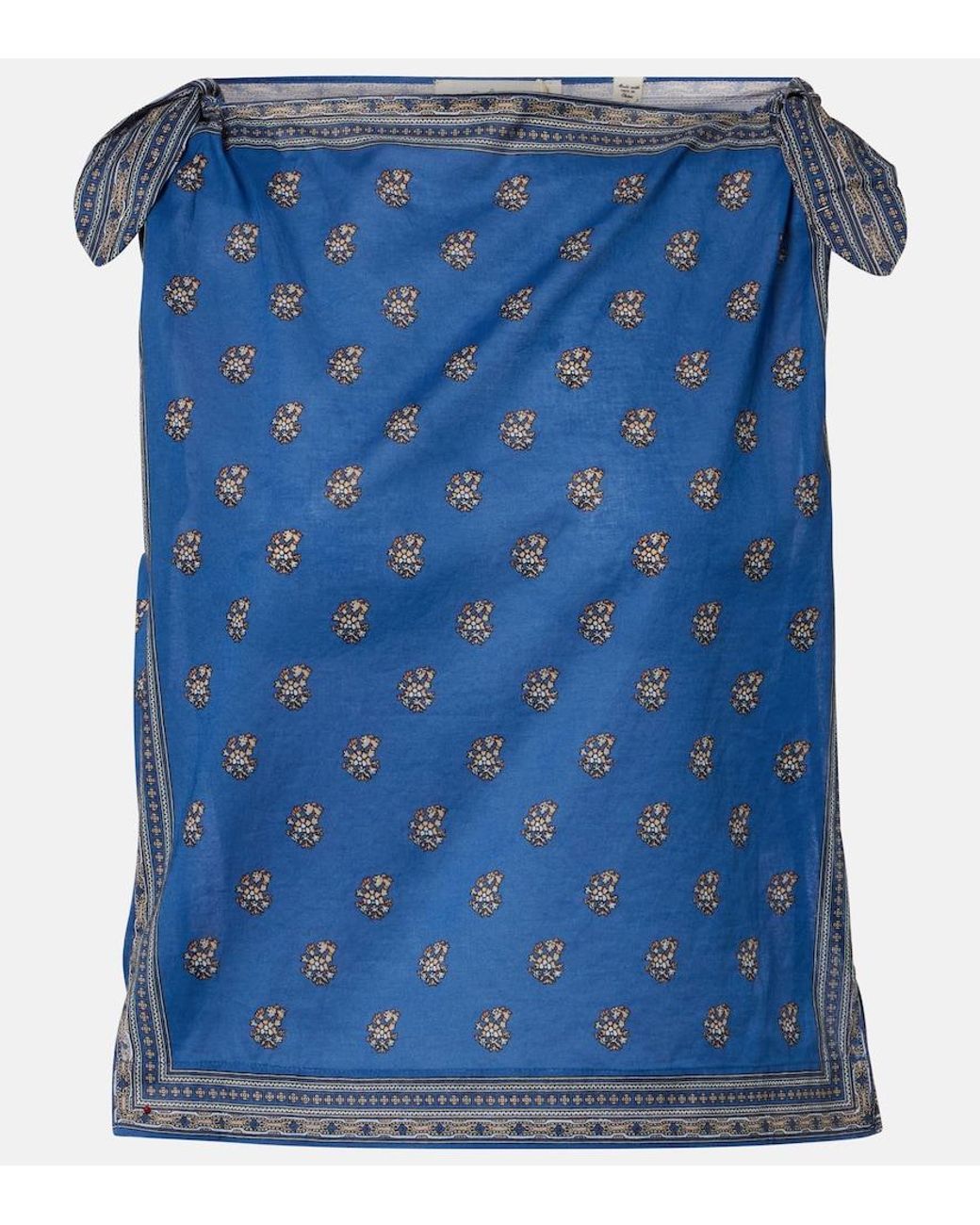 Doen Blue Amalia Printed Cotton Top