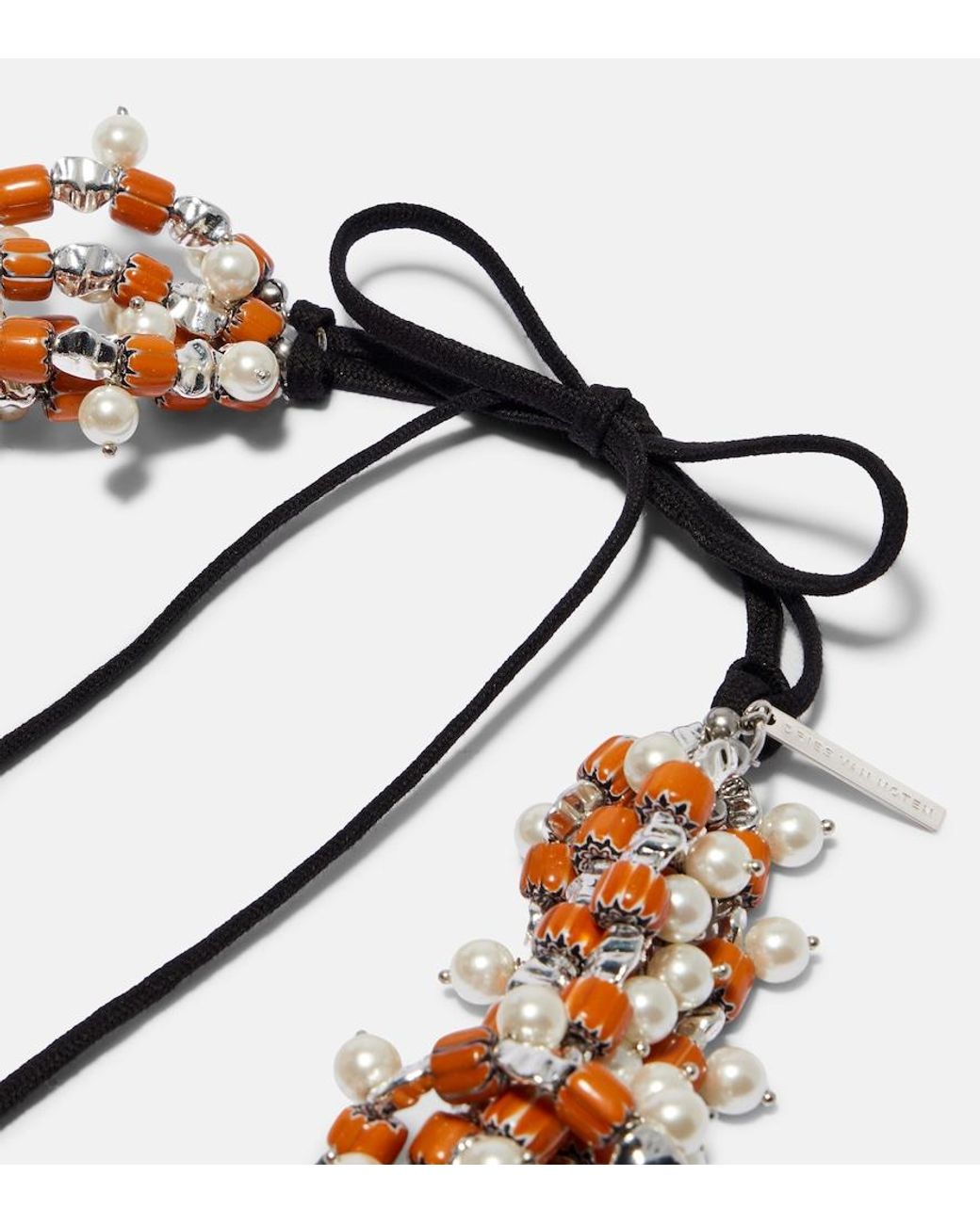 Dries Van Noten White Embellished Beaded Necklace