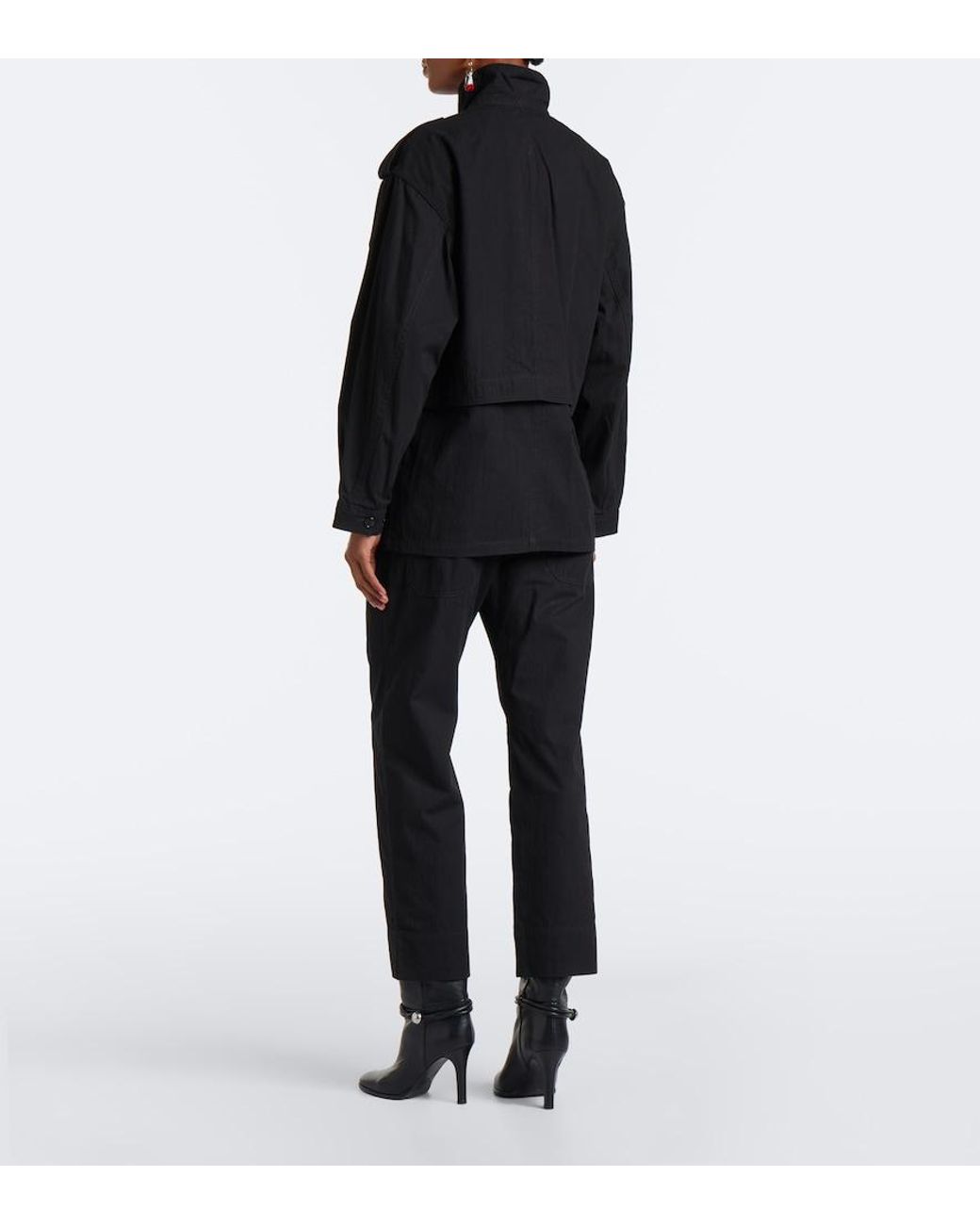 Isabel Marant Black Amandine Pleated Cotton-Blend Straight Pants