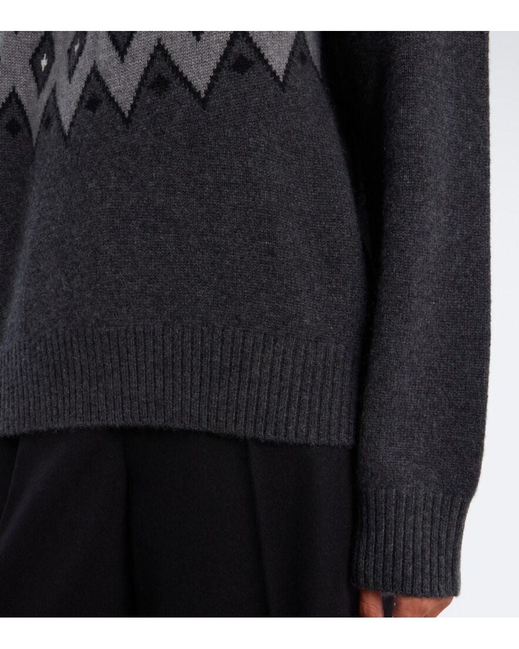 Loulou de Saison Gray Hans Jacquard Cashmere Sweater