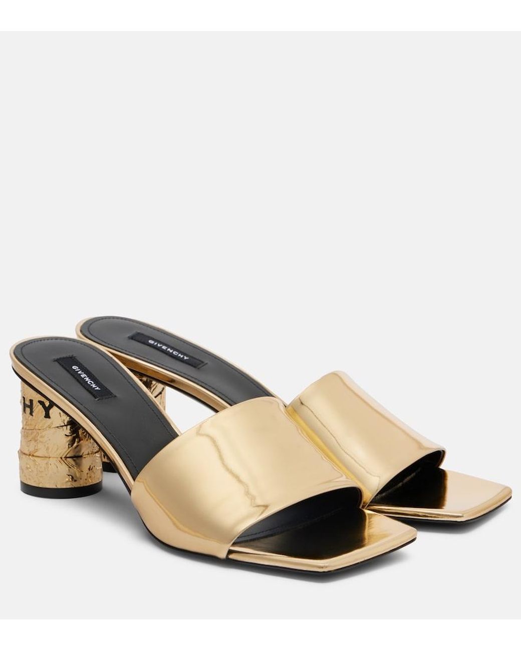 Givenchy Black Tape 65 Mirrored Leather Mules