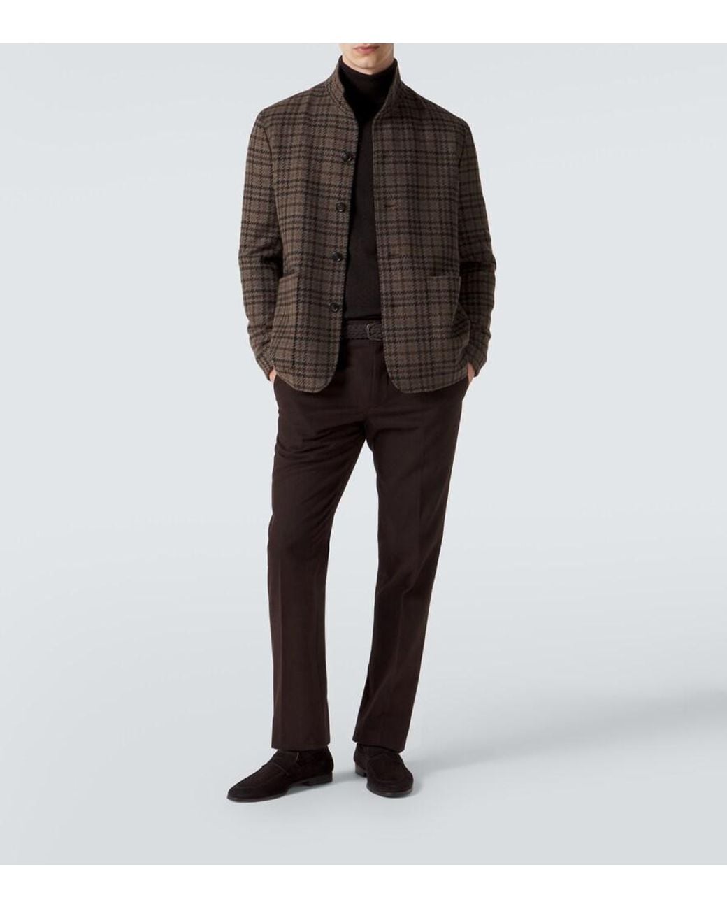 Zegna Gray Cotton And Cashmere Slim Pants for men