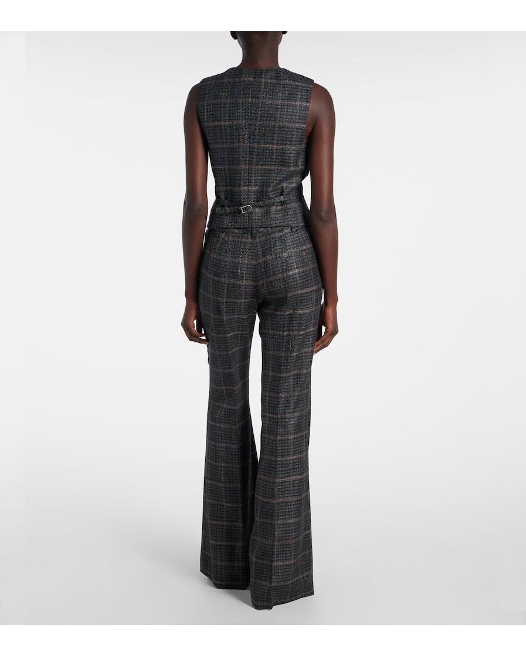 Gabriela Hearst Gray Coleridge Checked Wool And Silk Vest