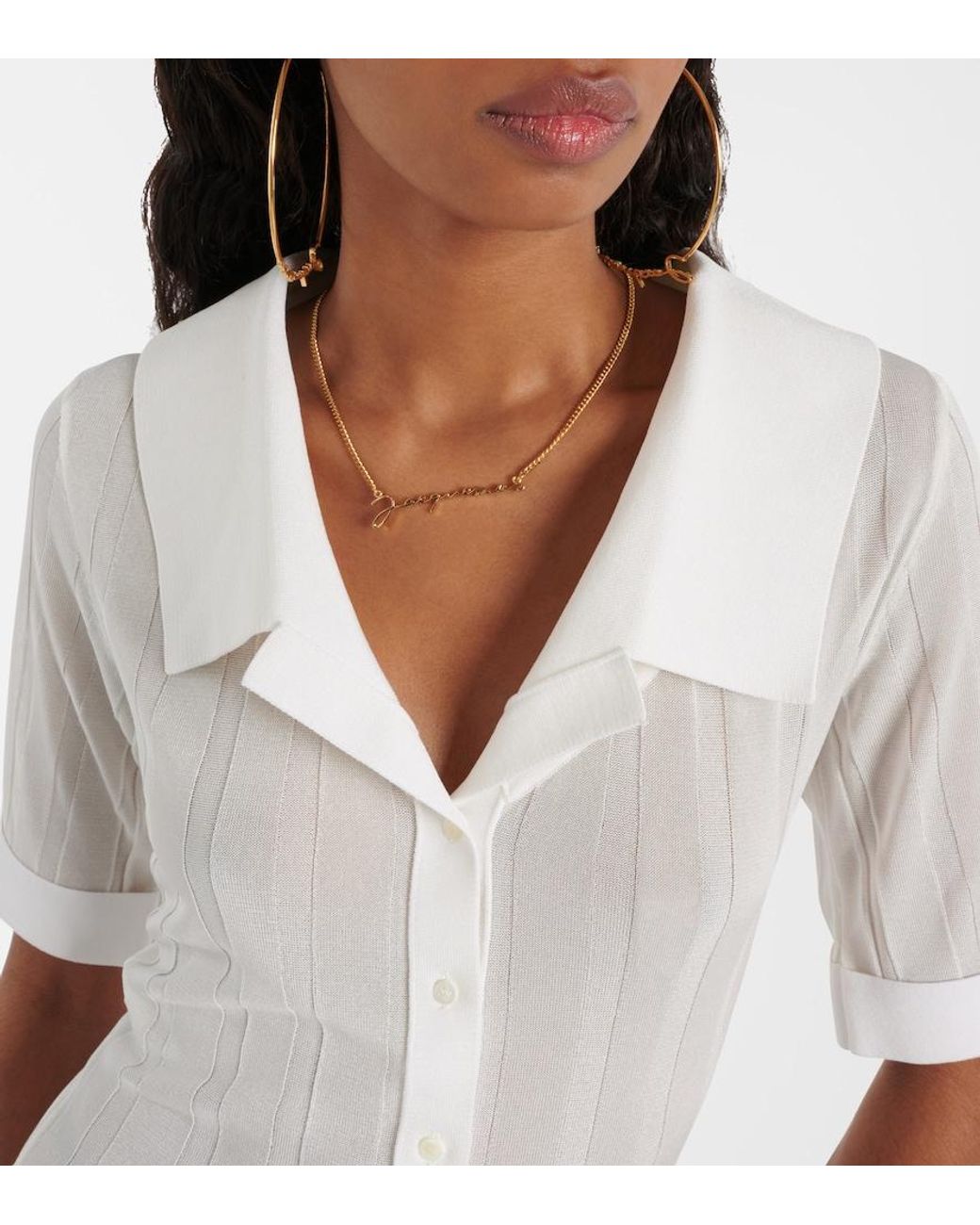 Jacquemus White La Mini Robe Manta Jersey Shirt Dress