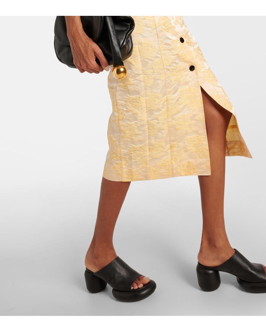 Ganni Metallic "Botanical Jacquard" Midi Dress