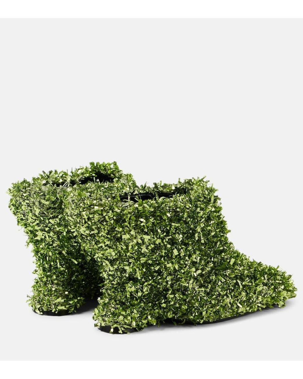 Dries Van Noten Green 105 Glitter Metallic Wedge Mules