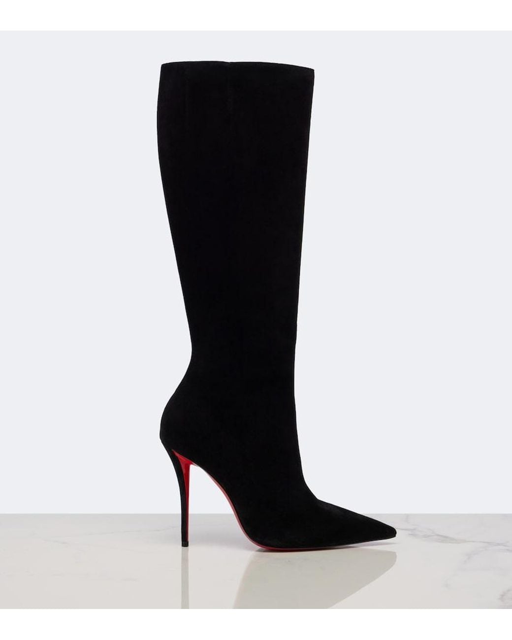 Christian Louboutin Black Miss Z Suede Knee-High Boots
