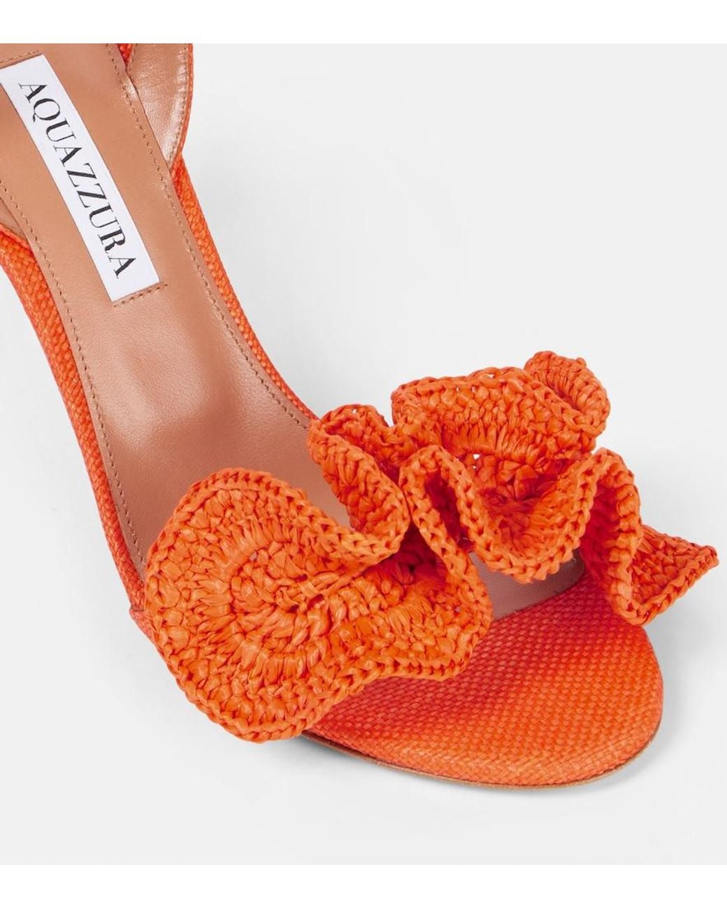Aquazzura Red Noches Tropicales 85 Raffia Sandals
