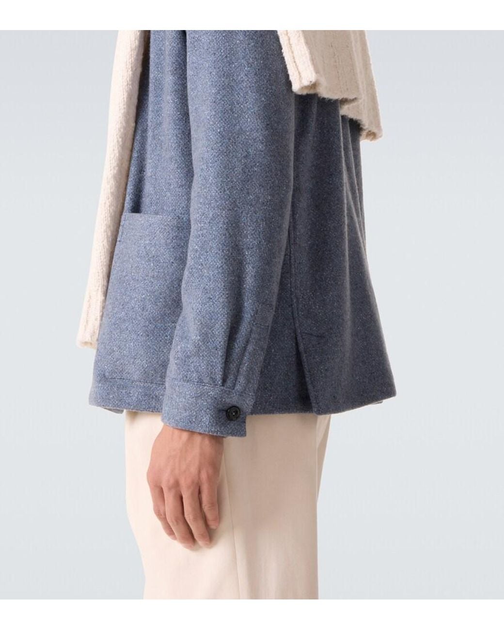 Zegna Blue Cashmere And Silk Overshirt for men