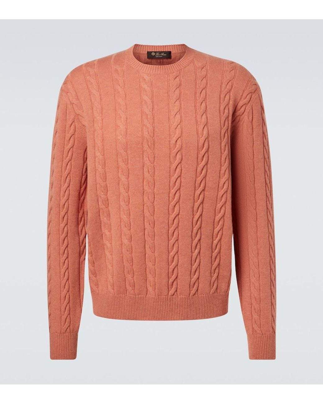 Loro Piana Orange Cedar Cable-Knit Cashmere Sweater for men