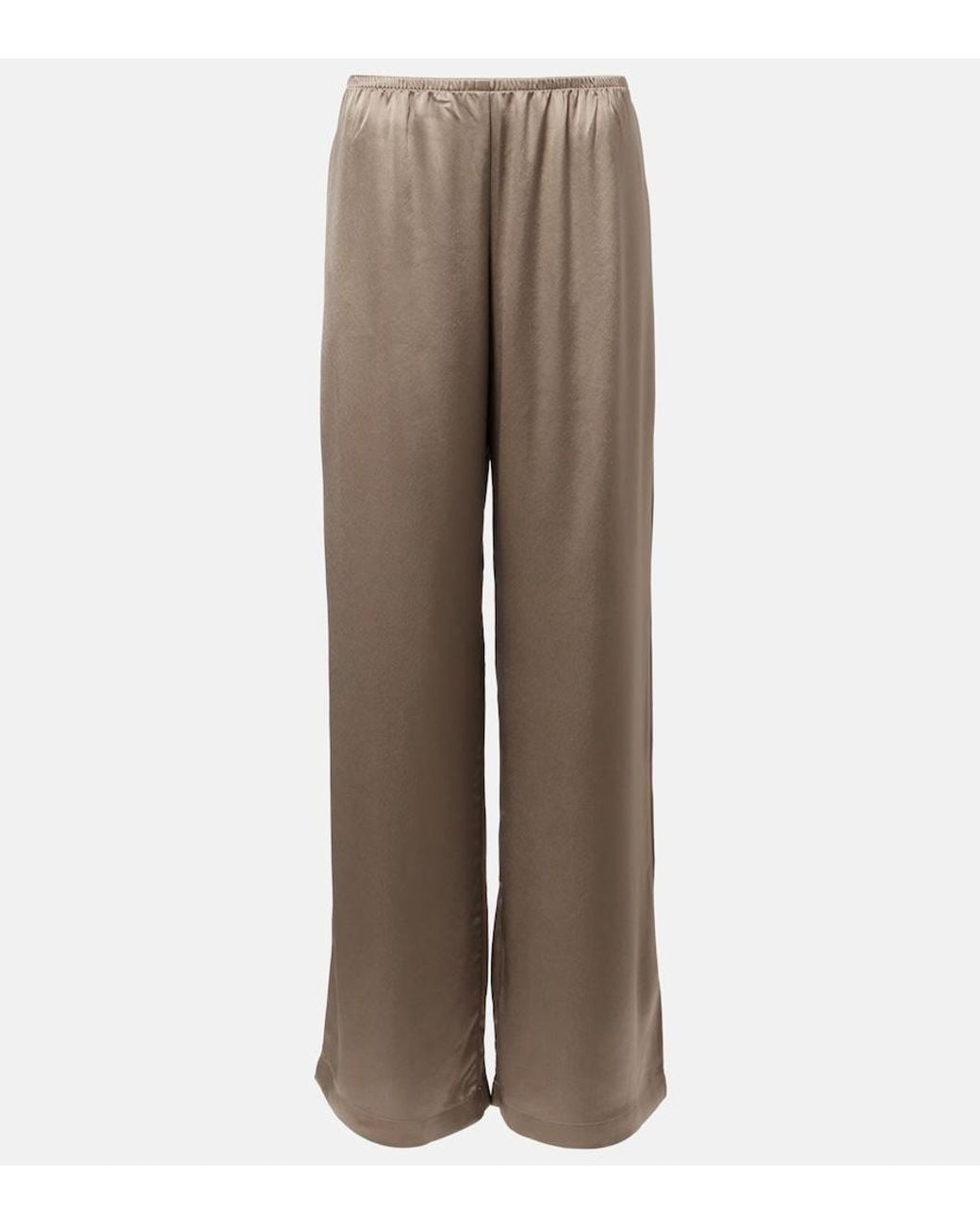 Leset Brown Barb Satin Wide-Leg Pants