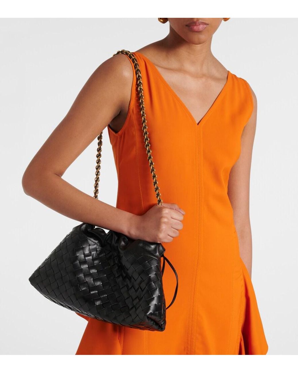 Bottega Veneta Black Dustbag Soiree Medium Leather Clutch
