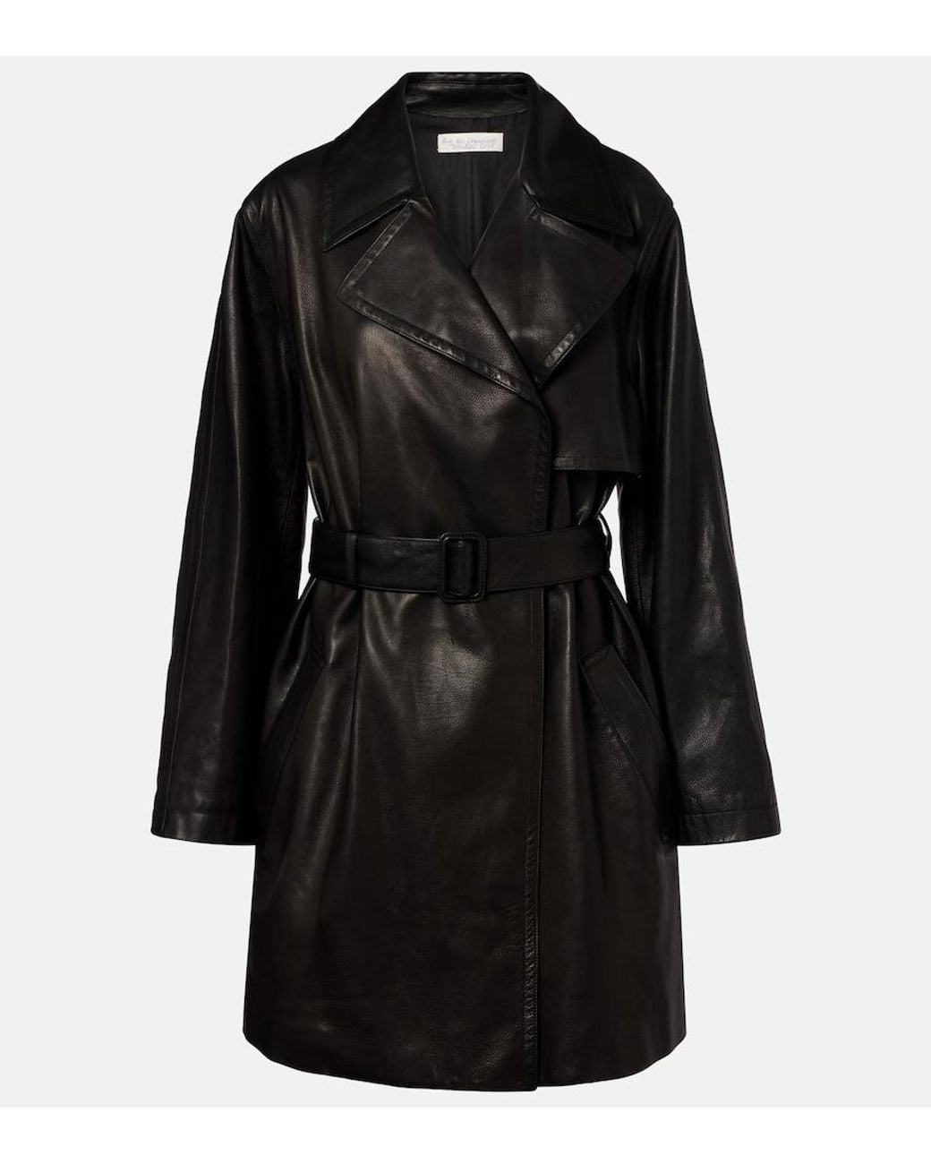 The Row Black Siempra Leather Coat