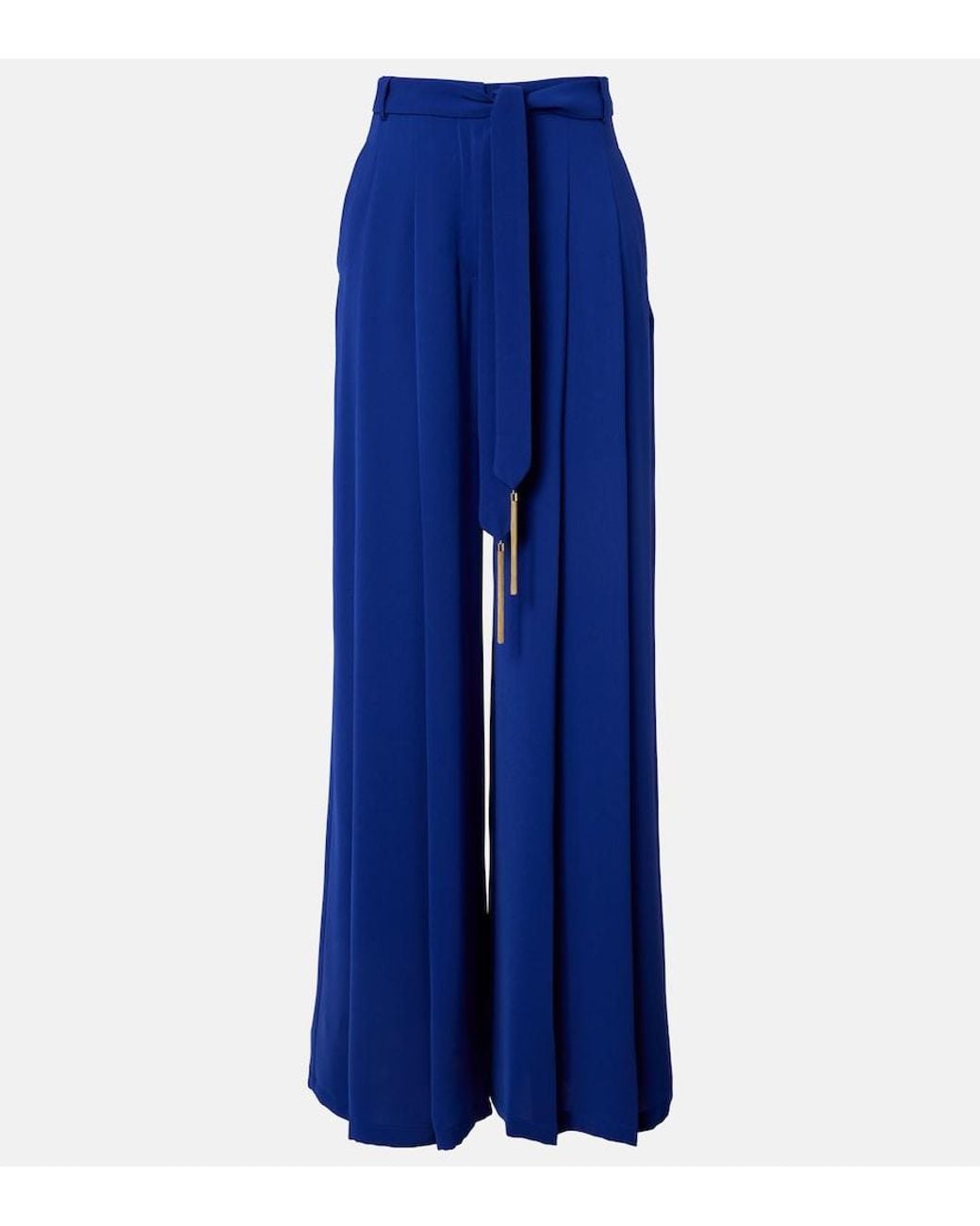 Max Mara Blue Valico Pleated Wide-Leg Pants
