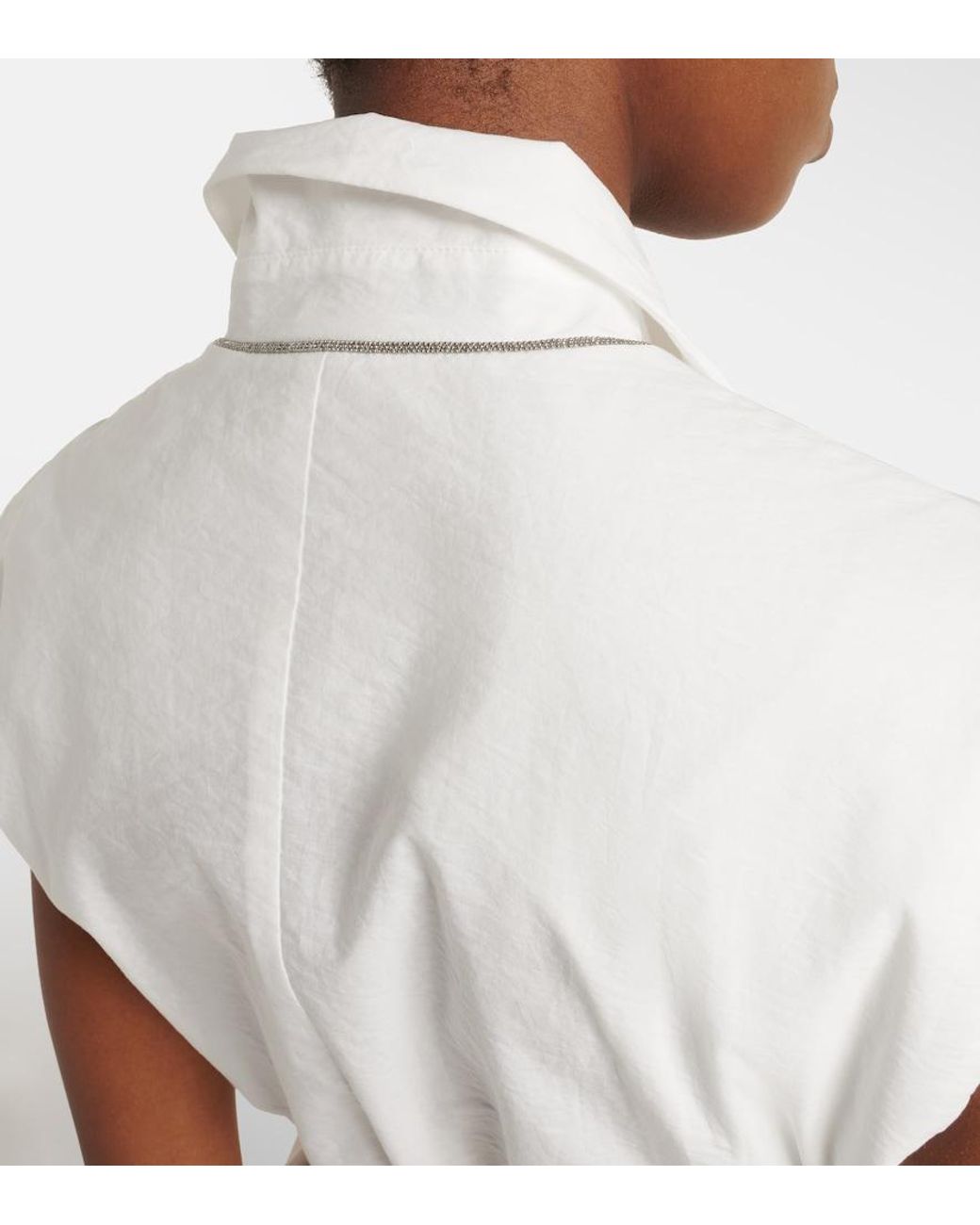 Brunello Cucinelli White Belted Cotton-Blend Vest