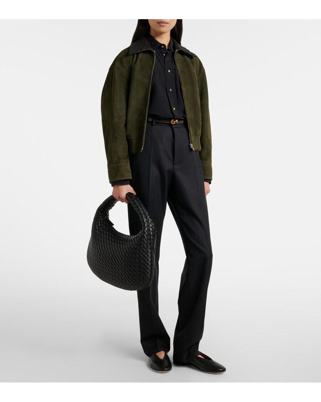 Bottega Veneta Black Veneta Medium Leather Shoulder Bag