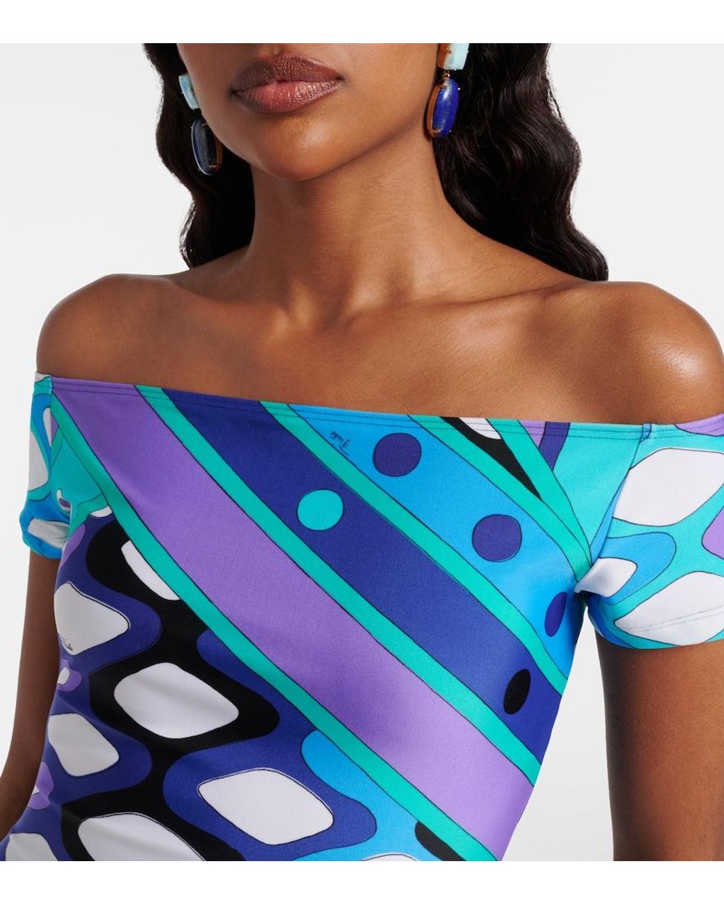 Emilio Pucci Blue Vivara Off-Shoulder Jumpsuit