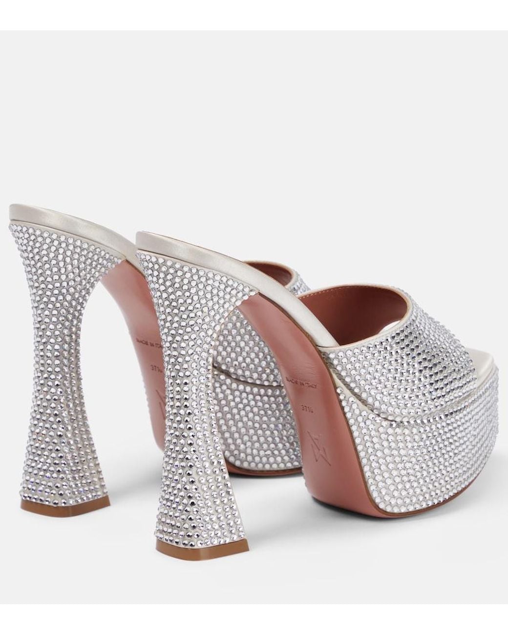 AMINA MUADDI White Dalida Embellished Platform Mules