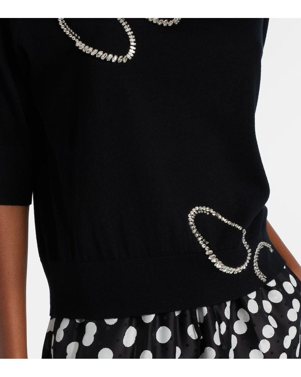Dries Van Noten Black Embellished Wool Sweater