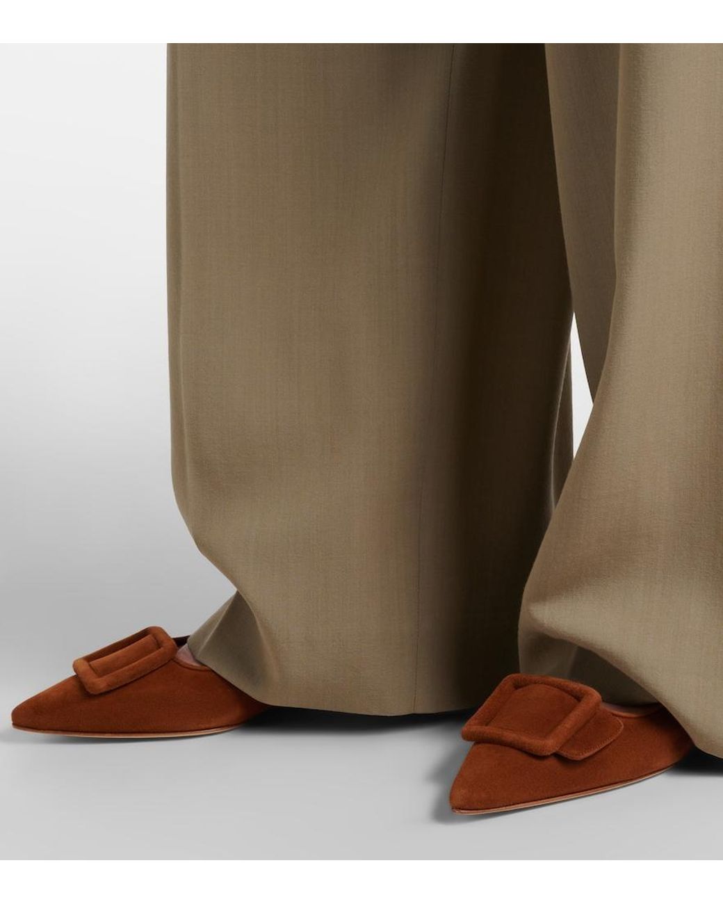 Manolo Blahnik Brown Maysale Suede Ballet Flats