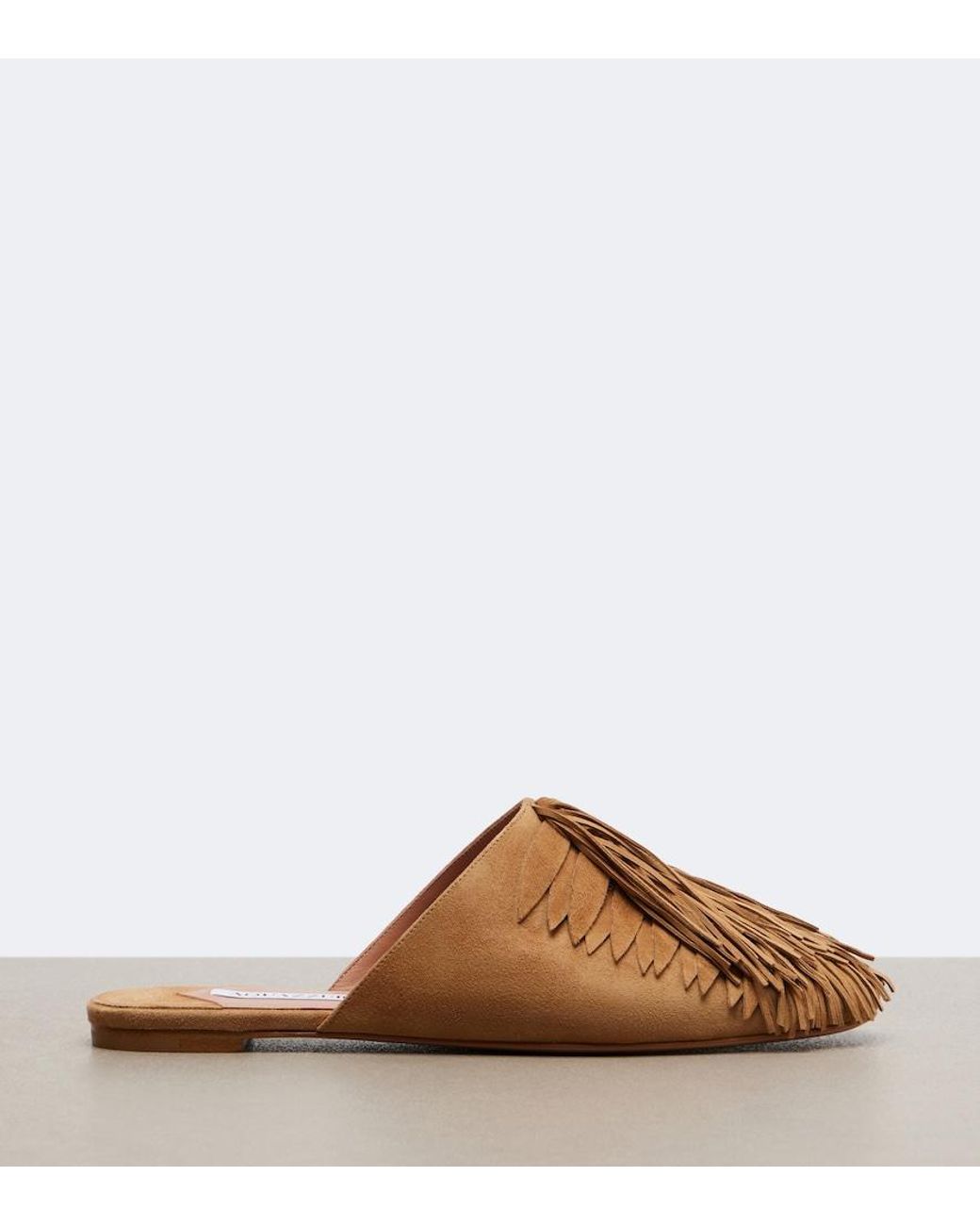 Aquazzura Brown Maverick Fringed Suede Mules