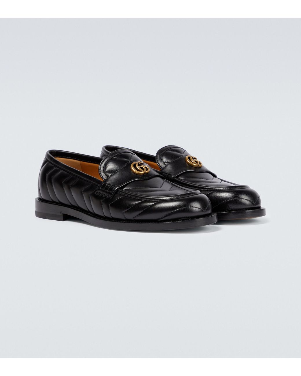 Gucci Double G Quilted Leather Loafers in Black for Men | Lyst