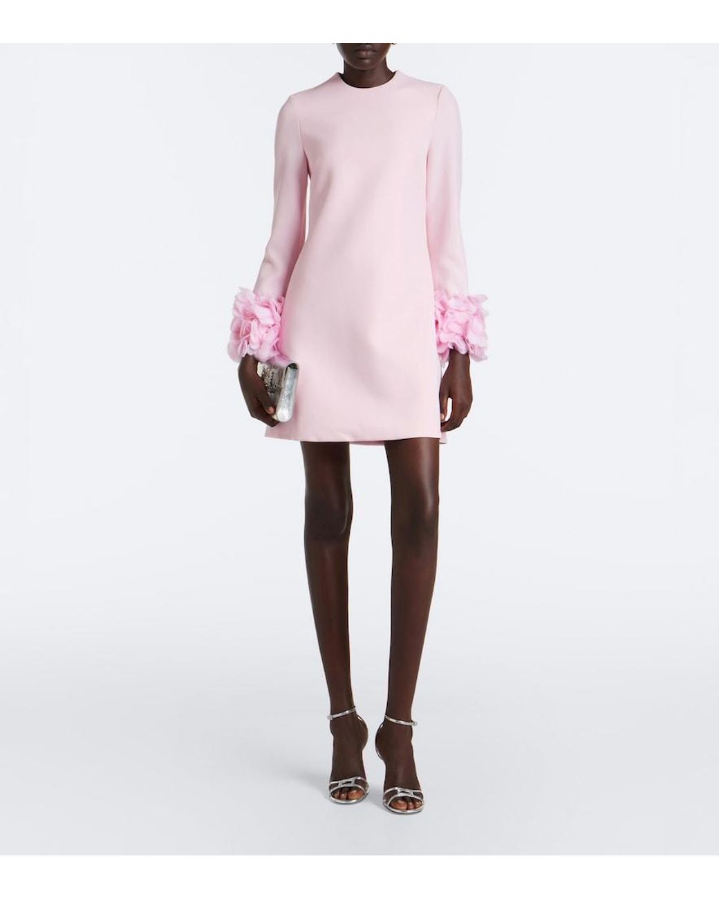 Safiyaa Pink Reffie Floral-Applique Crepe Minidress