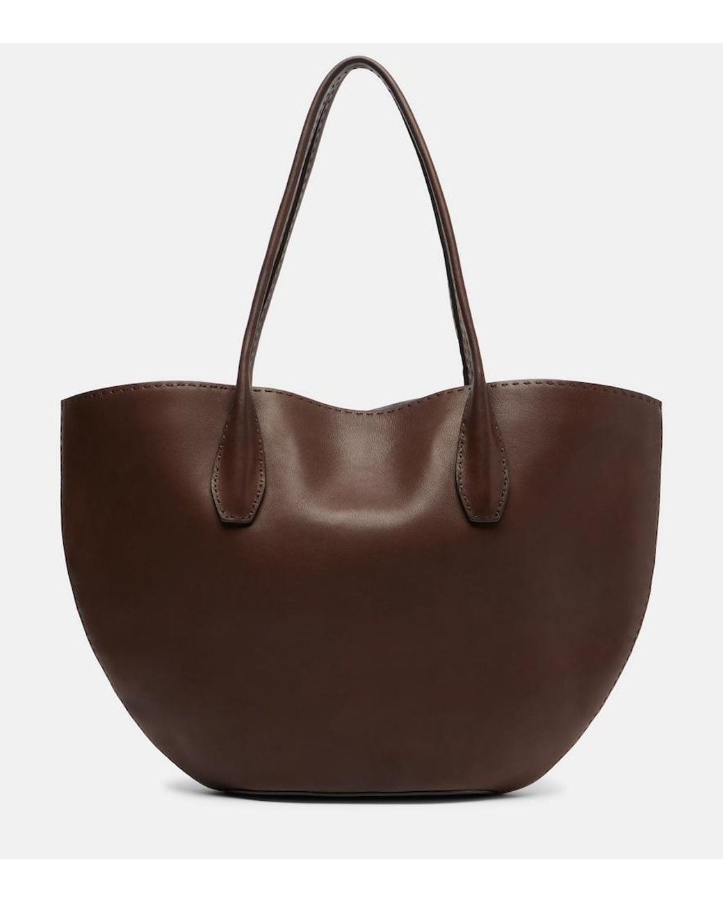 The Row Brown Alger Leather Tote Bag