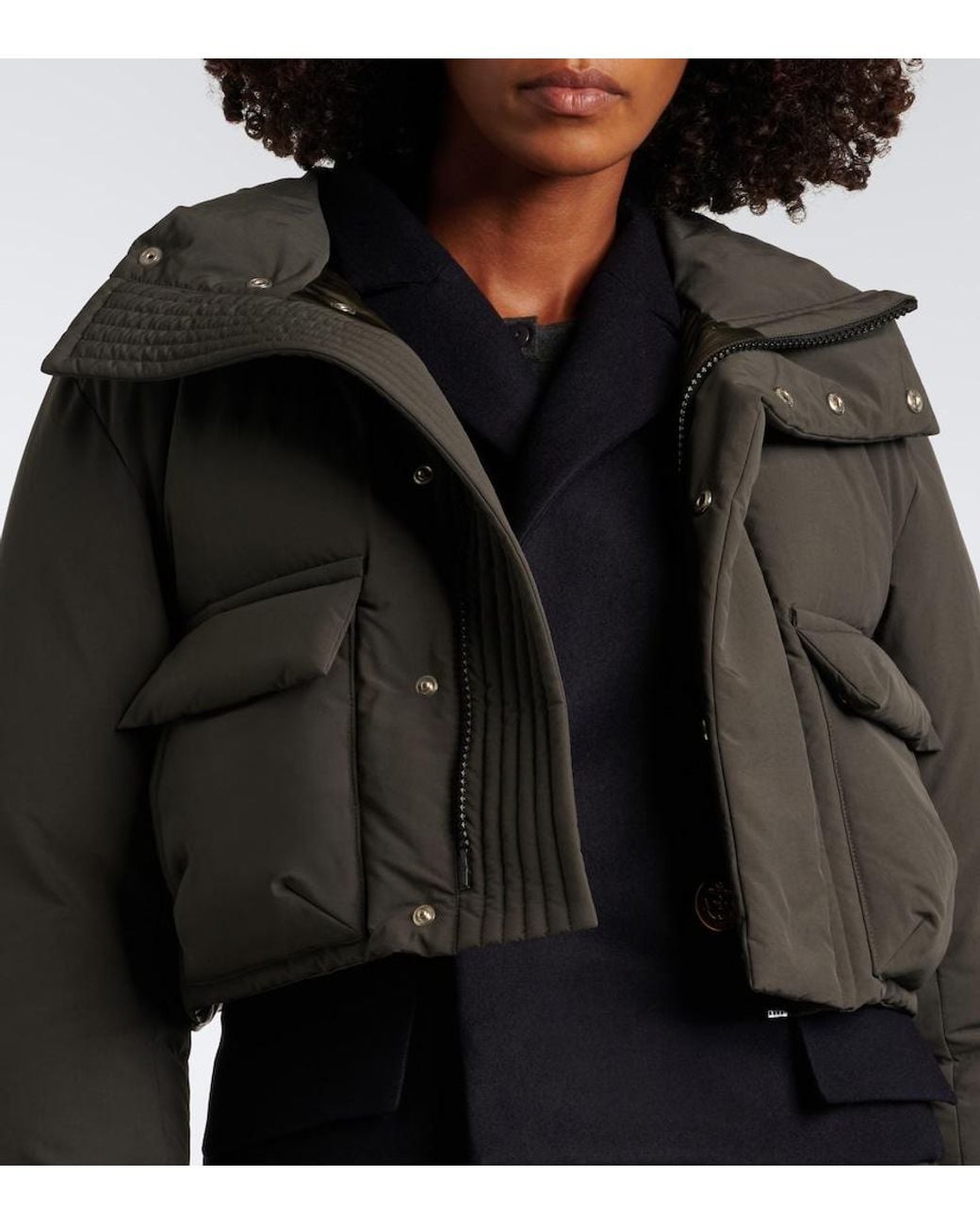 Sacai Black Layered Wool-Trimmed Down Jacket