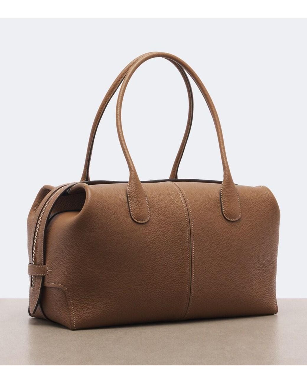 Tod's Brown Large Leather Bowling Bag