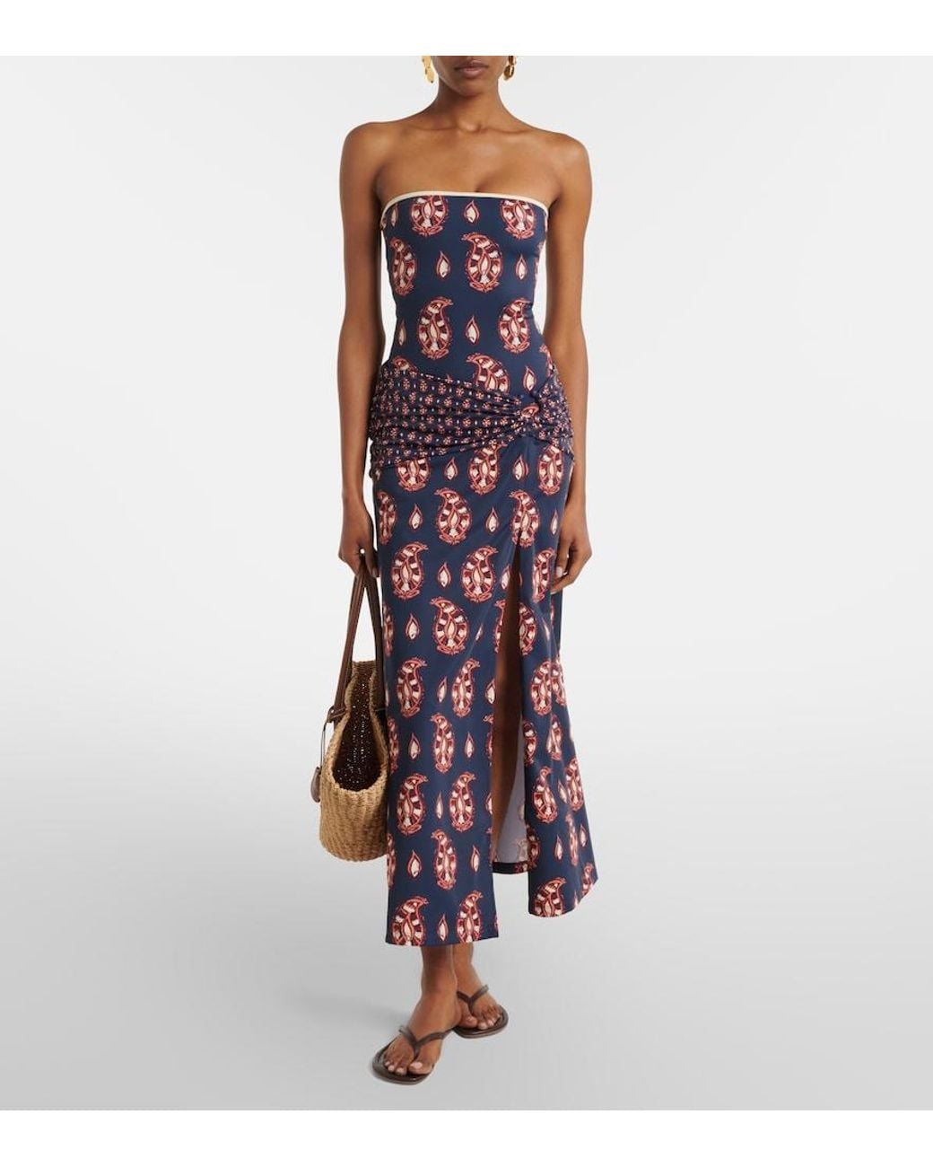 Johanna Ortiz Blue Printed Maxi Skirt