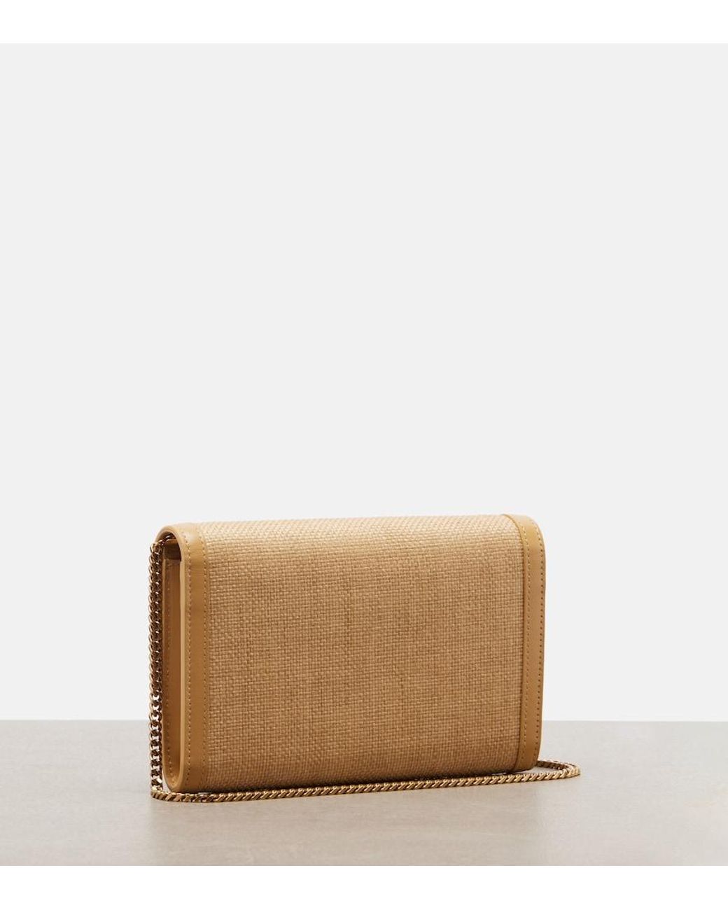 Saint Laurent Natural Uptown Raffia Wallet On Chain