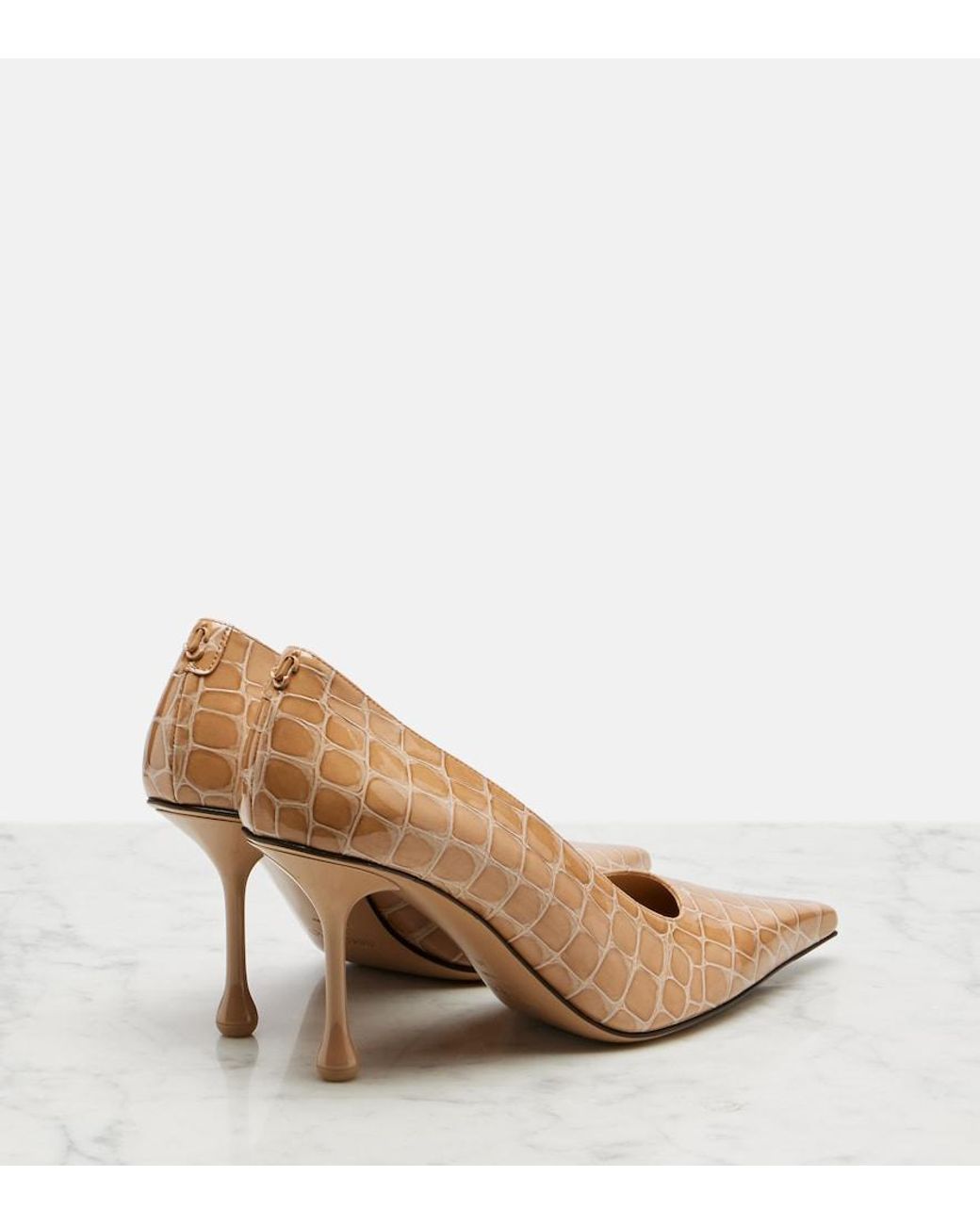 Jimmy Choo Brown Ixia Croc-Effect Patent Leather Pumps
