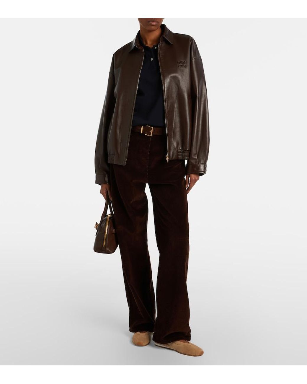 Miu Miu Brown Ballerinas Plume Aus Veloursleder