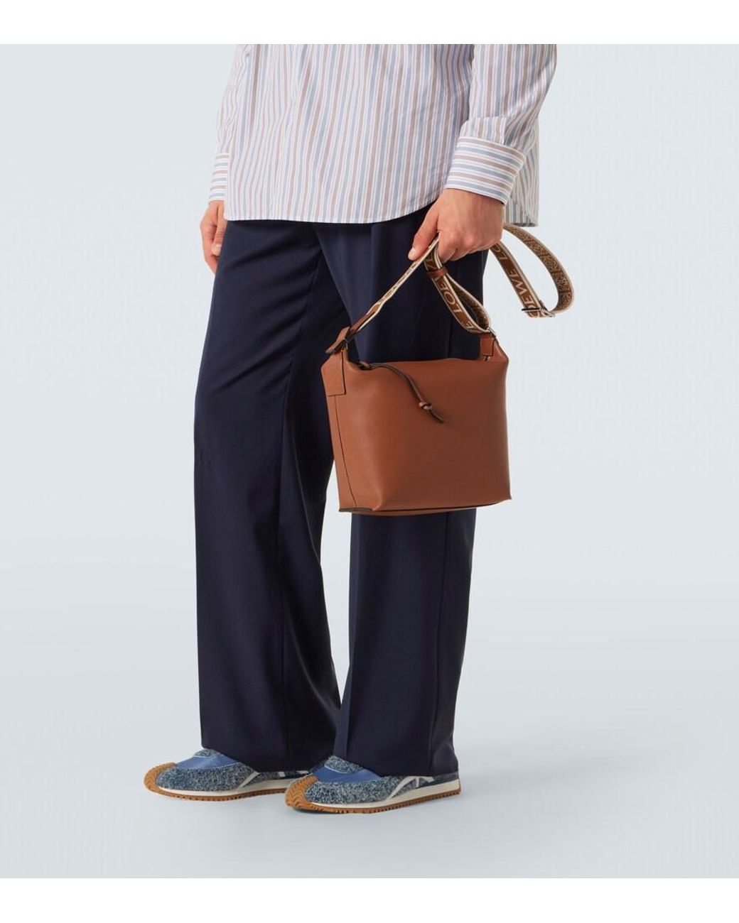 Loewe White Cubi Small Leather Crossbody Bag for men