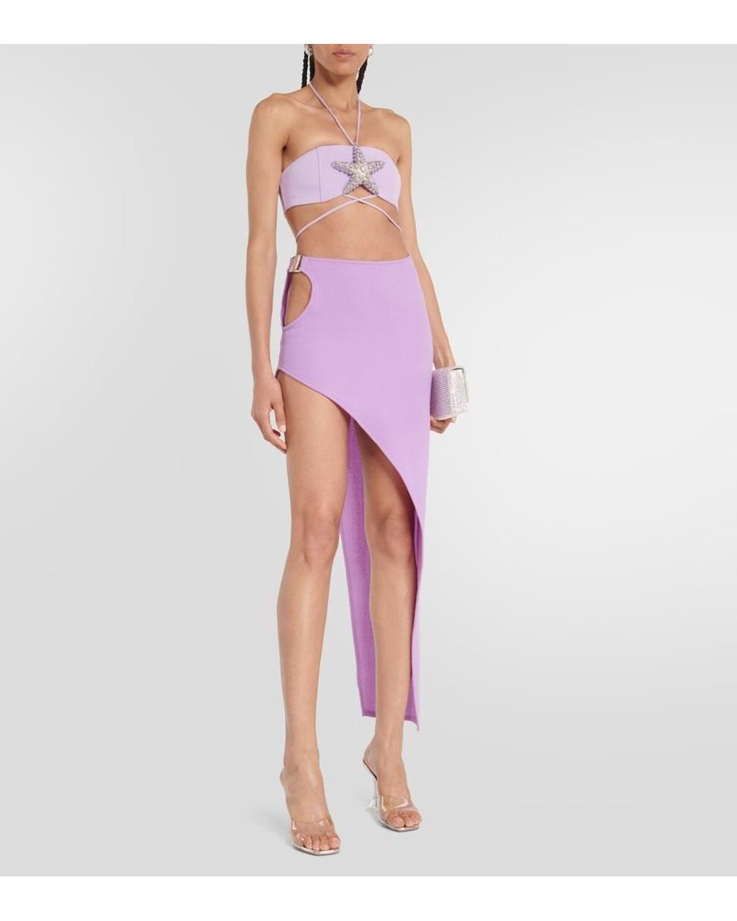 David Koma Purple Asymmetrical Wool Maxi Skirt