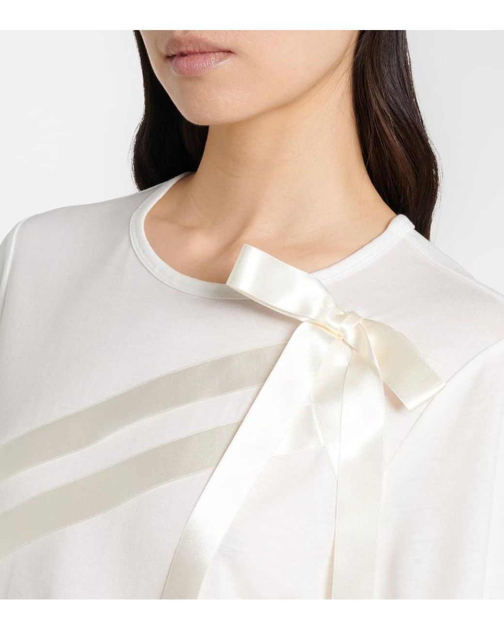 Simone Rocha White Bow-Detail Jersey T-Shirt