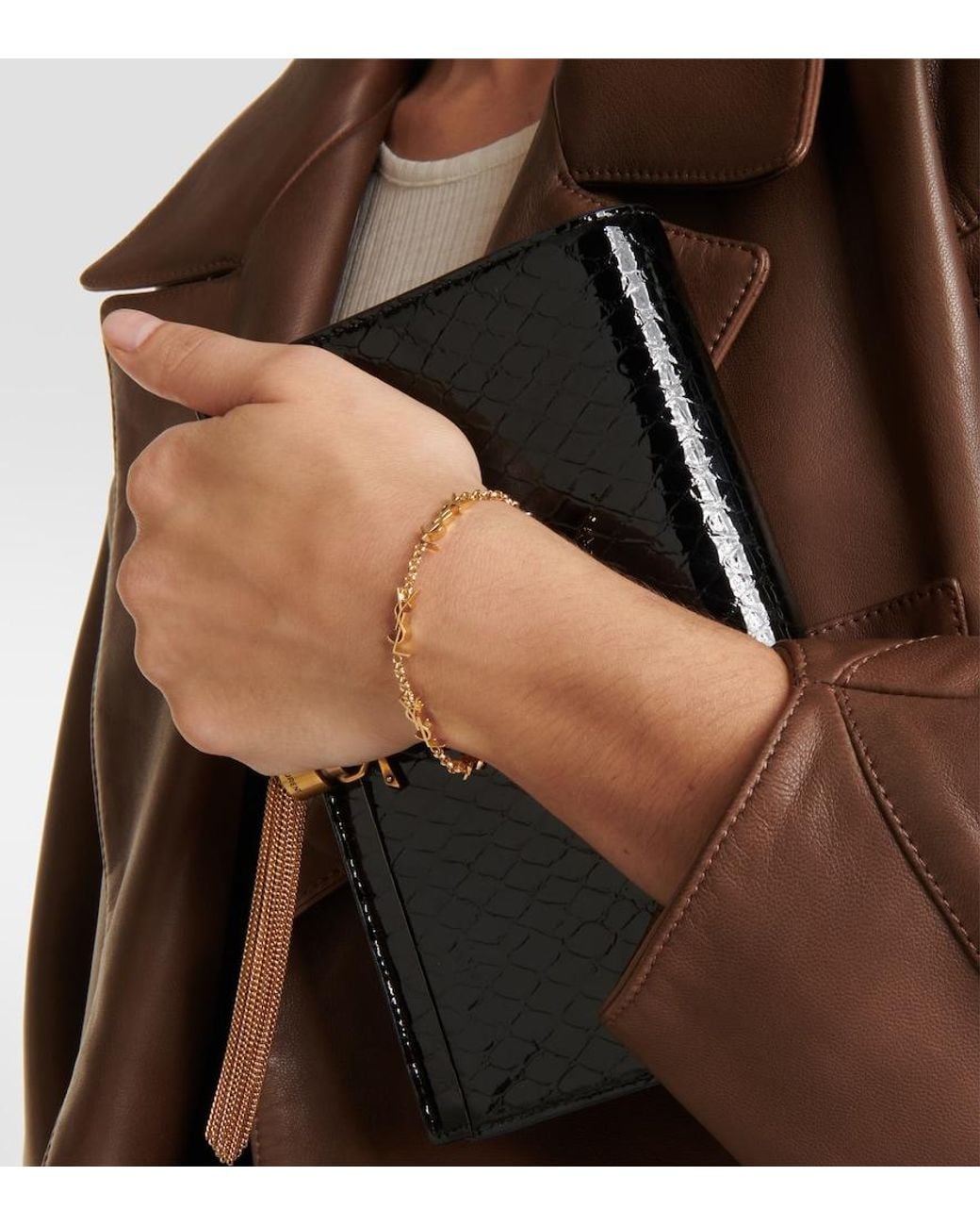 Saint Laurent Metallic Ysl Chain Bracelet