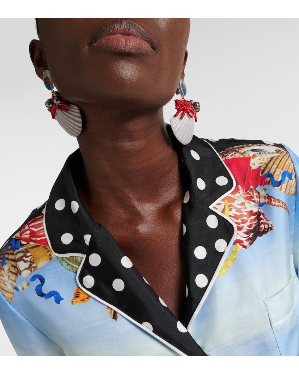 Dolce & Gabbana Blue Capri Printed Silk Satin Shirt