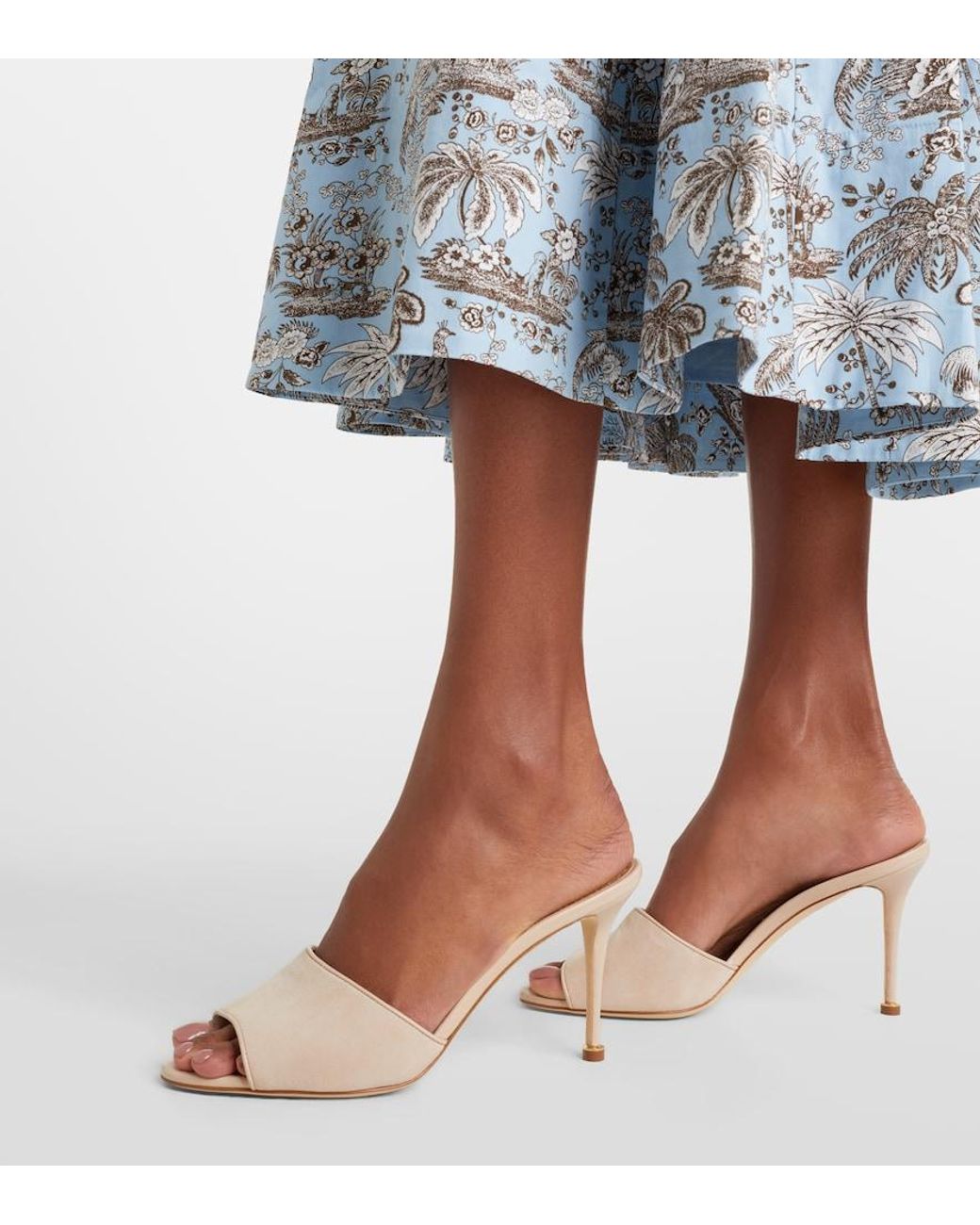 Manolo Blahnik Natural Larache 90 Suede Mules