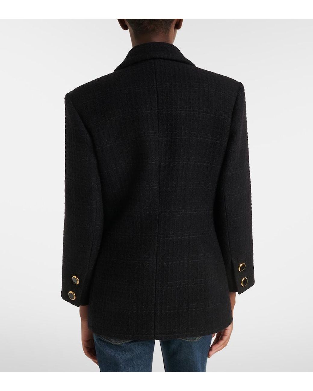 Saint Laurent Black Wool-Blend Tweed Jacket