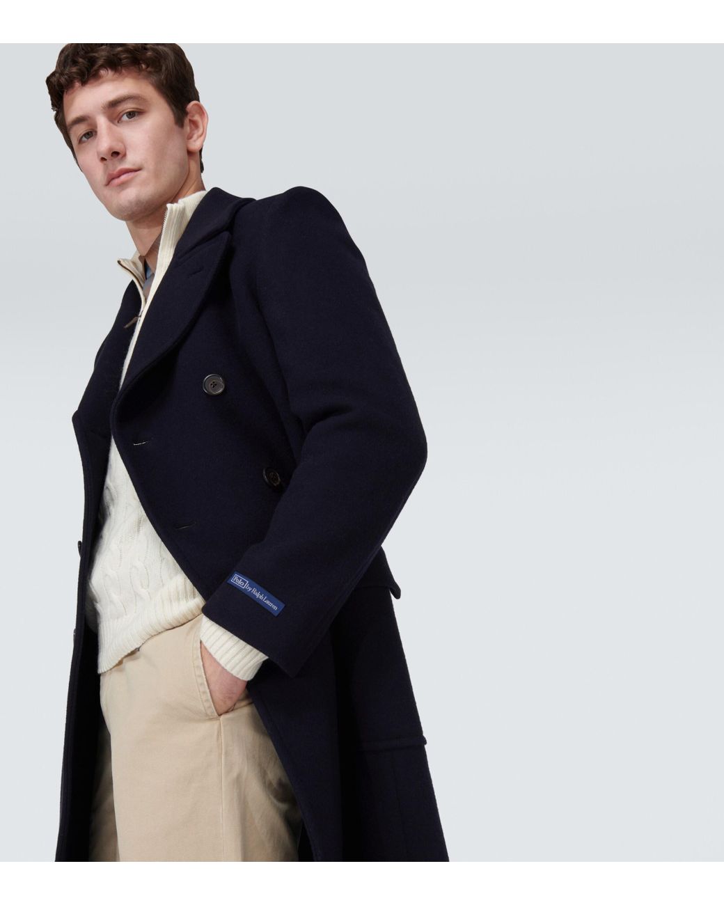 Polo Ralph Lauren Double-breasted Wool-blend Coat in Blue for Men | Lyst UK