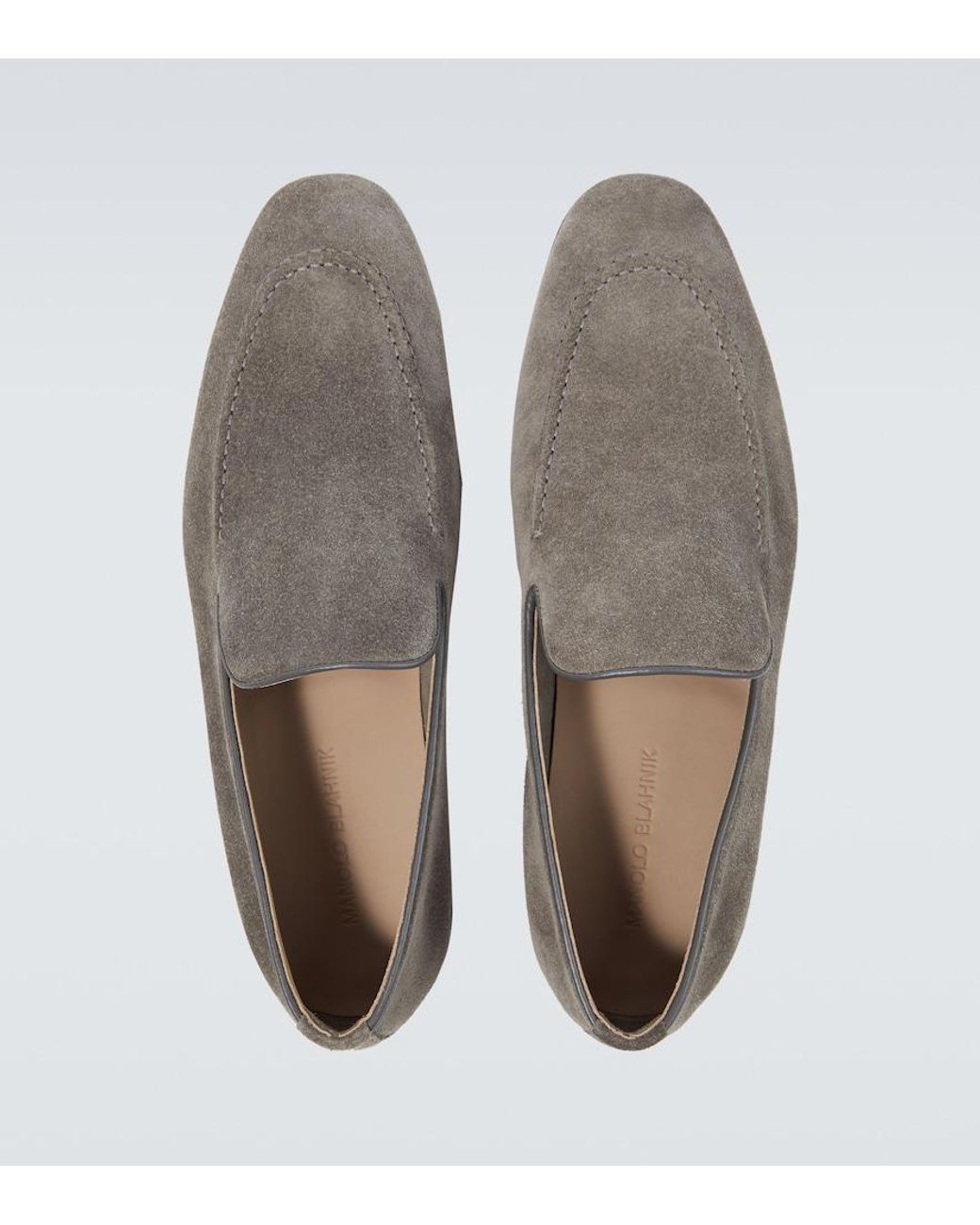 Manolo Blahnik Gray Truro Suede Loafers for men
