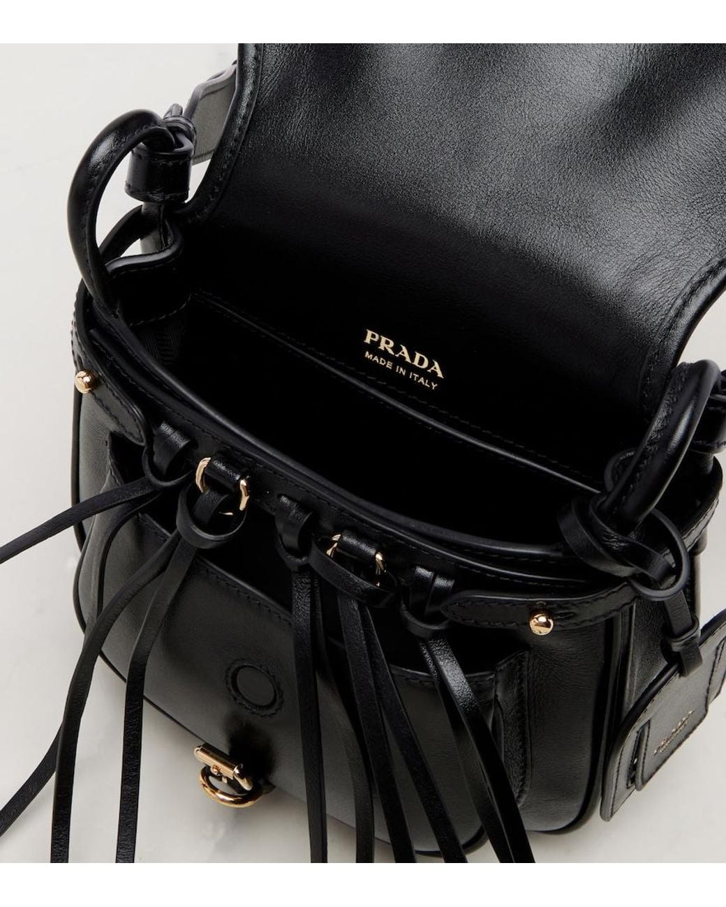 Prada White Corsaire Mini Fringed Leather Shoulder Bag